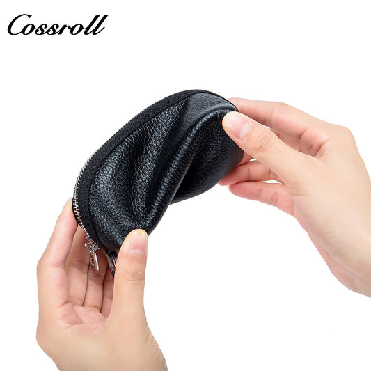 Multifunctional soft leather women's coin purse Small Key wallet Mini family car Large capacity leather zipper coin wallet