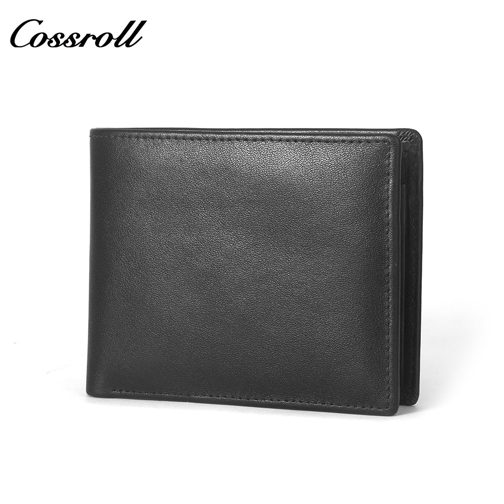 Factory custom short simple leather purse for cowhide coin man wallet for purse money clip