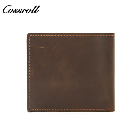 Men's genuine leather wallet, Crazy Horse cowhide, vintage brown