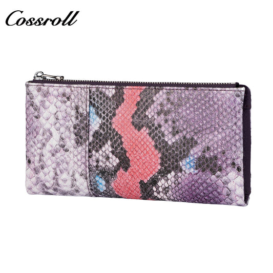 Women's wallet European and American vintage single zipper wallet snake print fashion large capacity card case
