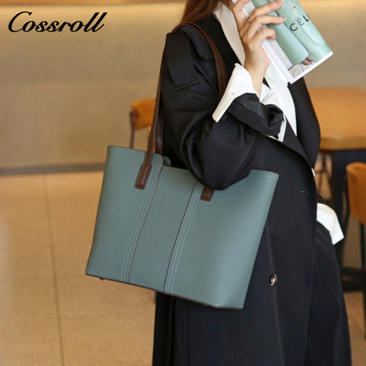 European and American style leather women's bag, shoulder and crossbody, simple design, large capacity