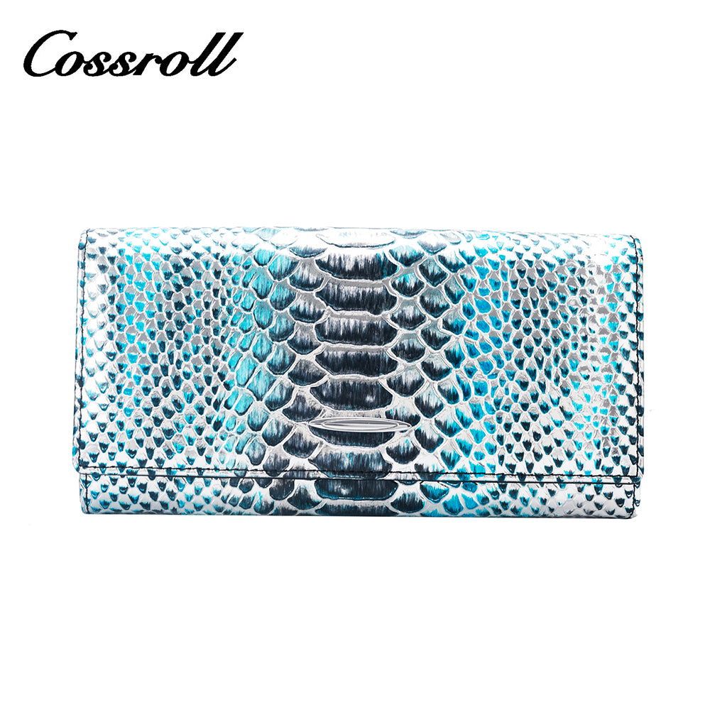 Real python skin long purse handbag Europe and the United States fashion big money clip multi-card leather wallet tide