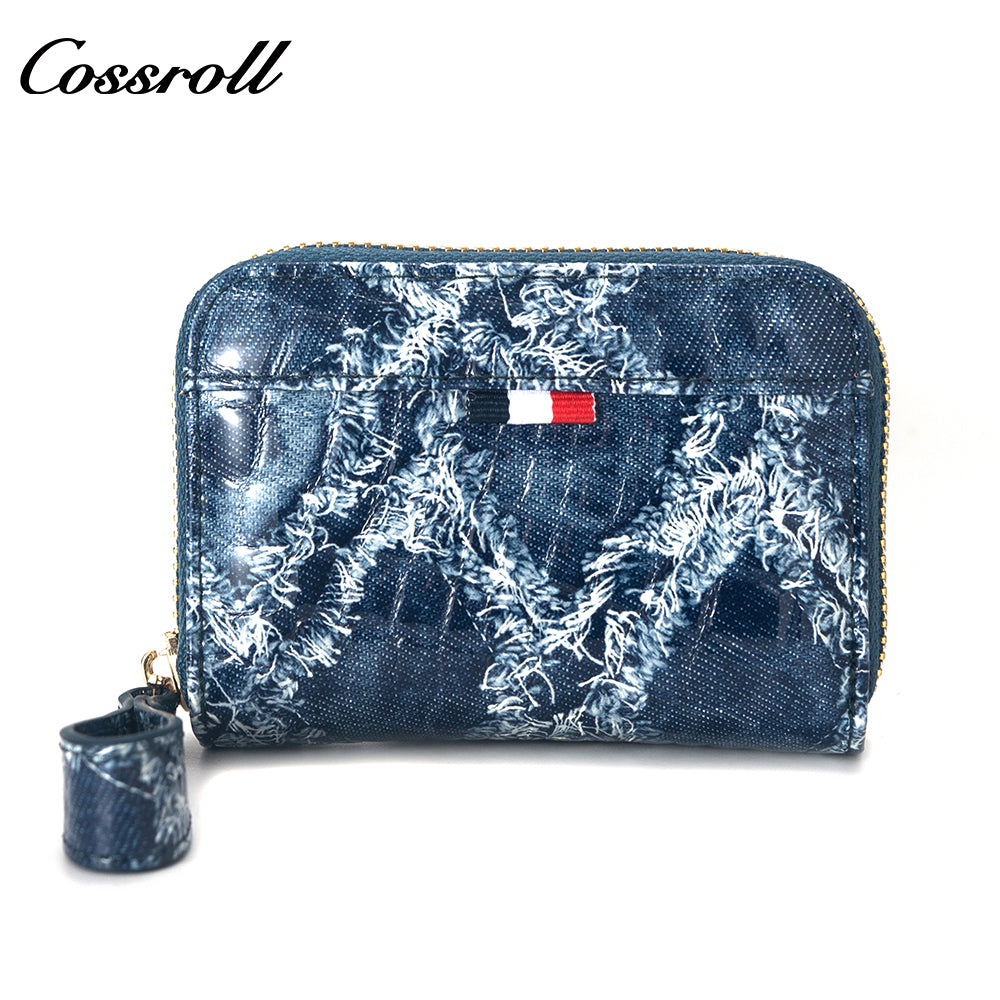 Customized Manufacturer leather luxury women small wallet organ card holder crocodile texture Genuine Leather