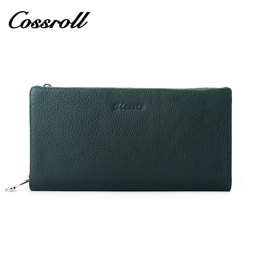 Women Leather Wallet Double Zipper With Cards Slots