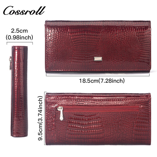 Most Selling Products cowhide wallet crocodile texture patent leather