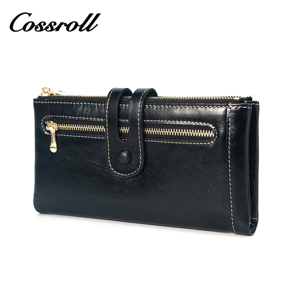 Long Wallet Unisex Leather Texture Money Belt Zipper