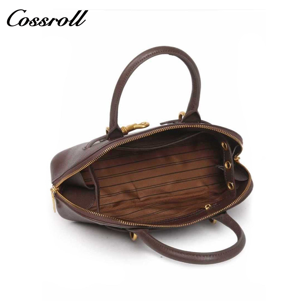 Genuine Women's Bag Head Layer Cowhide Shell Bag Retro Handbag Bowling Tote Tote Underarm Bag Shoulder Crossbody