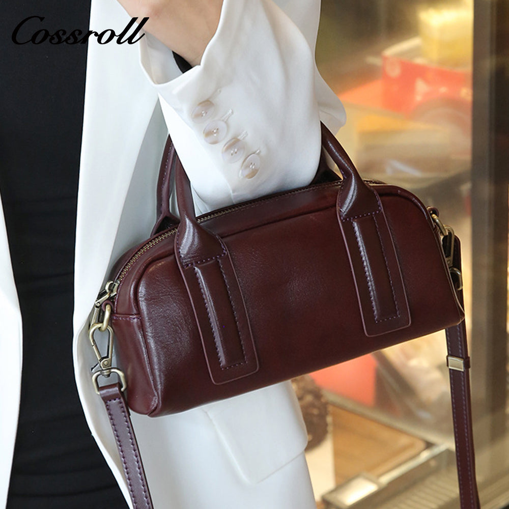 Spring and summer new leather women's bag crossbody bag retro commuter handbag female niche senior texture shoulder bag