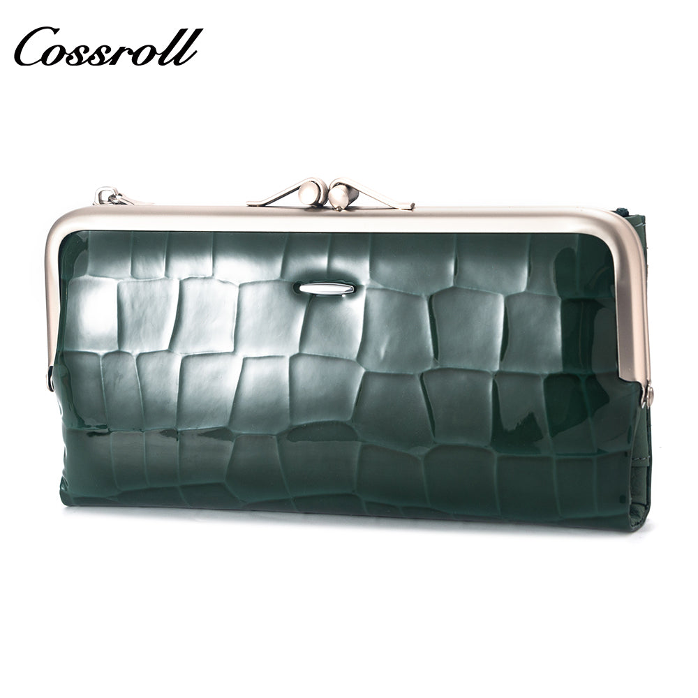 China Professional Customized luxury leather designer crocodile texture patent leather