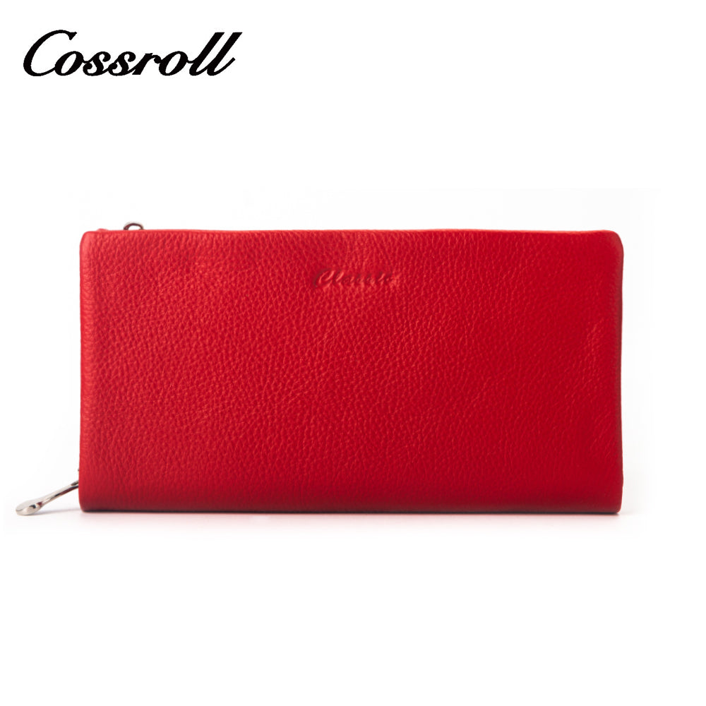 Women Leather Wallet Double Zipper With Cards Slots