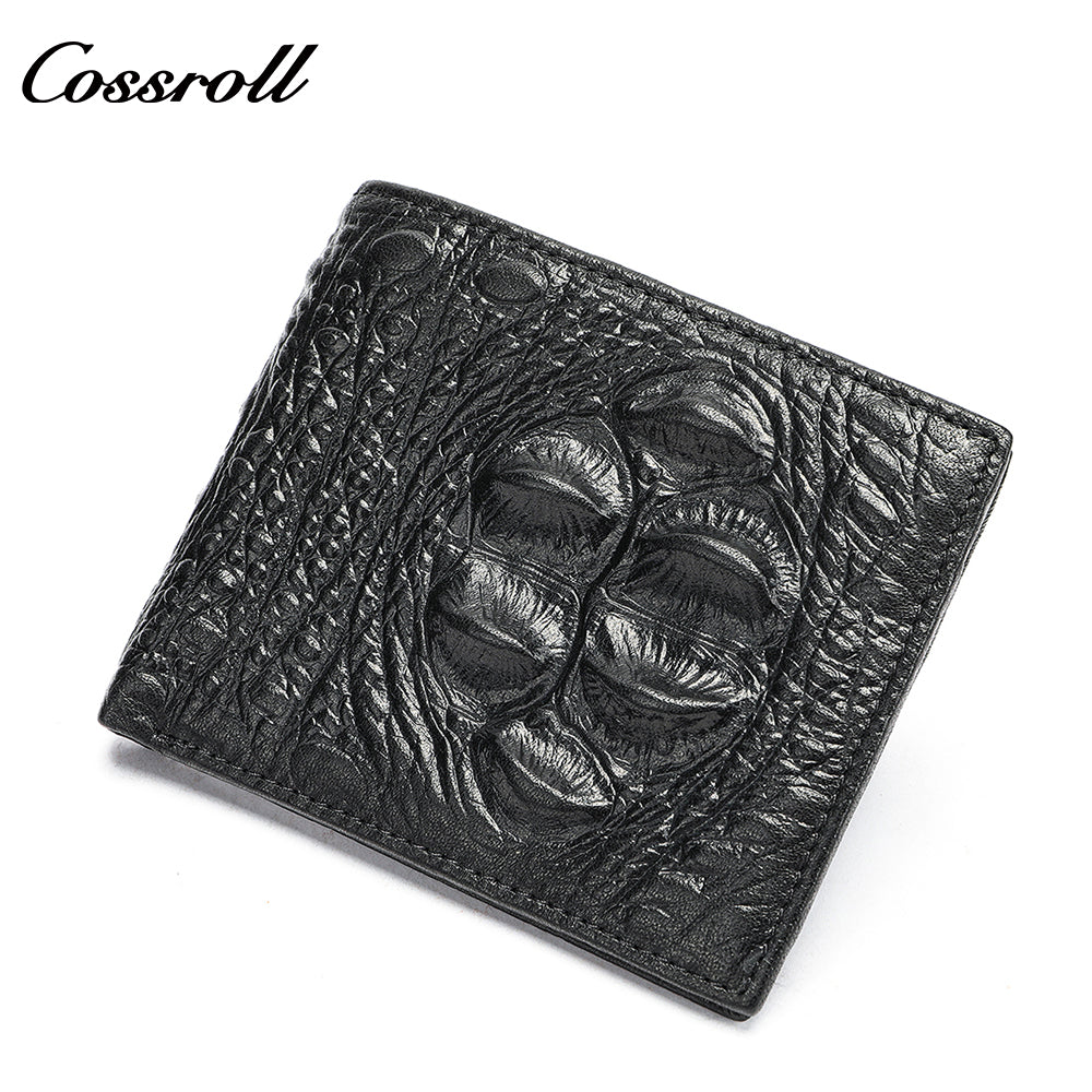 Crocodile Print Wallet Men's Long Genuine Leather Slim Soft Cowhide Money Clip