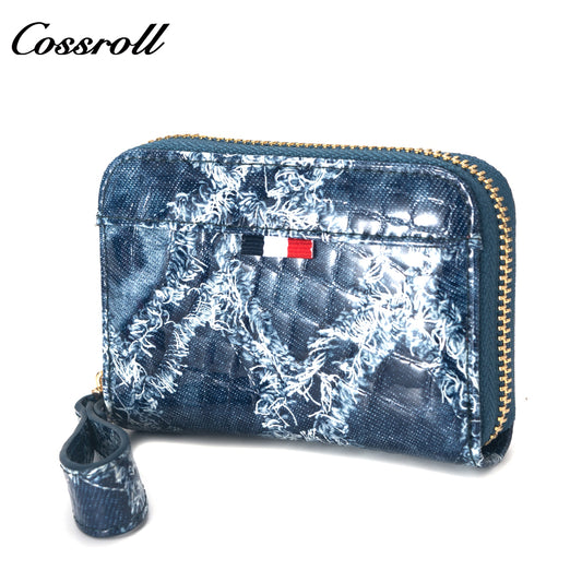 Customized Manufacturer leather luxury women small wallet organ card holder crocodile texture Genuine Leather
