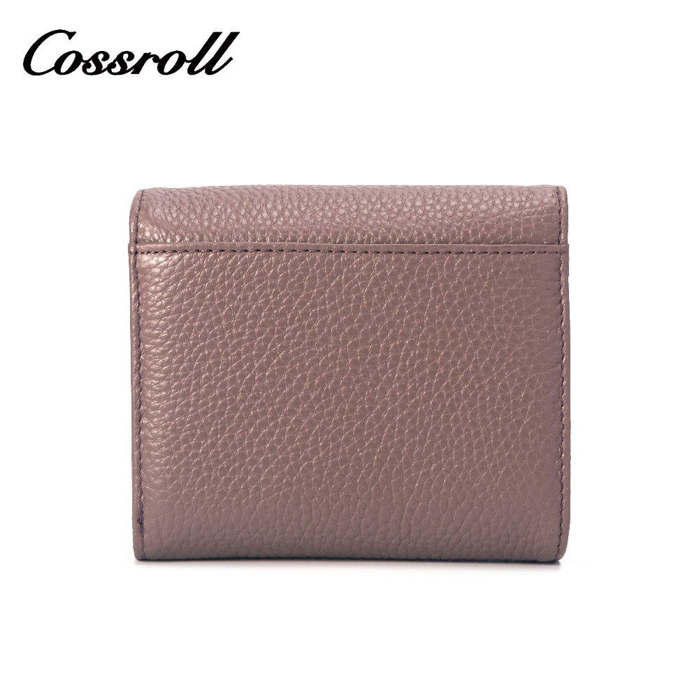 New Material Metal Pattern Short Wallet Genuine Leather