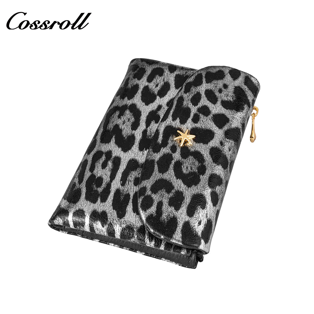 Spot explosive short purse female 2024 new wallet three fold leopard print wallet zero wallet