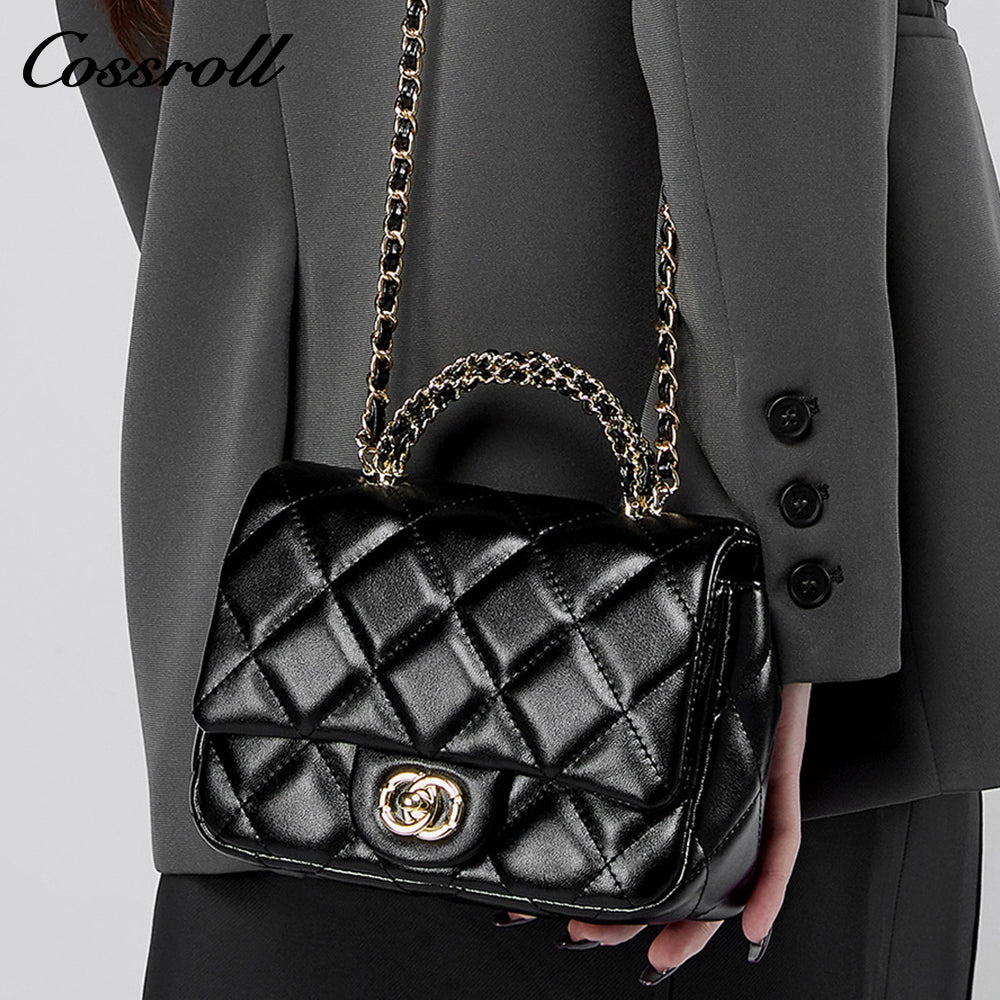 Small perfume style metal chain diamond lattice handbags versatile shoulder crossbody antique women's bag