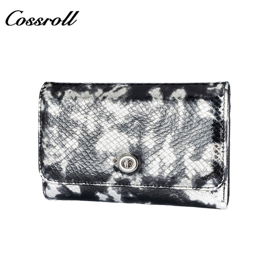 Inside and outside cowhide large banknote wallet High-grade serpentine 2024 new leather short small purse feminine satchel wallet