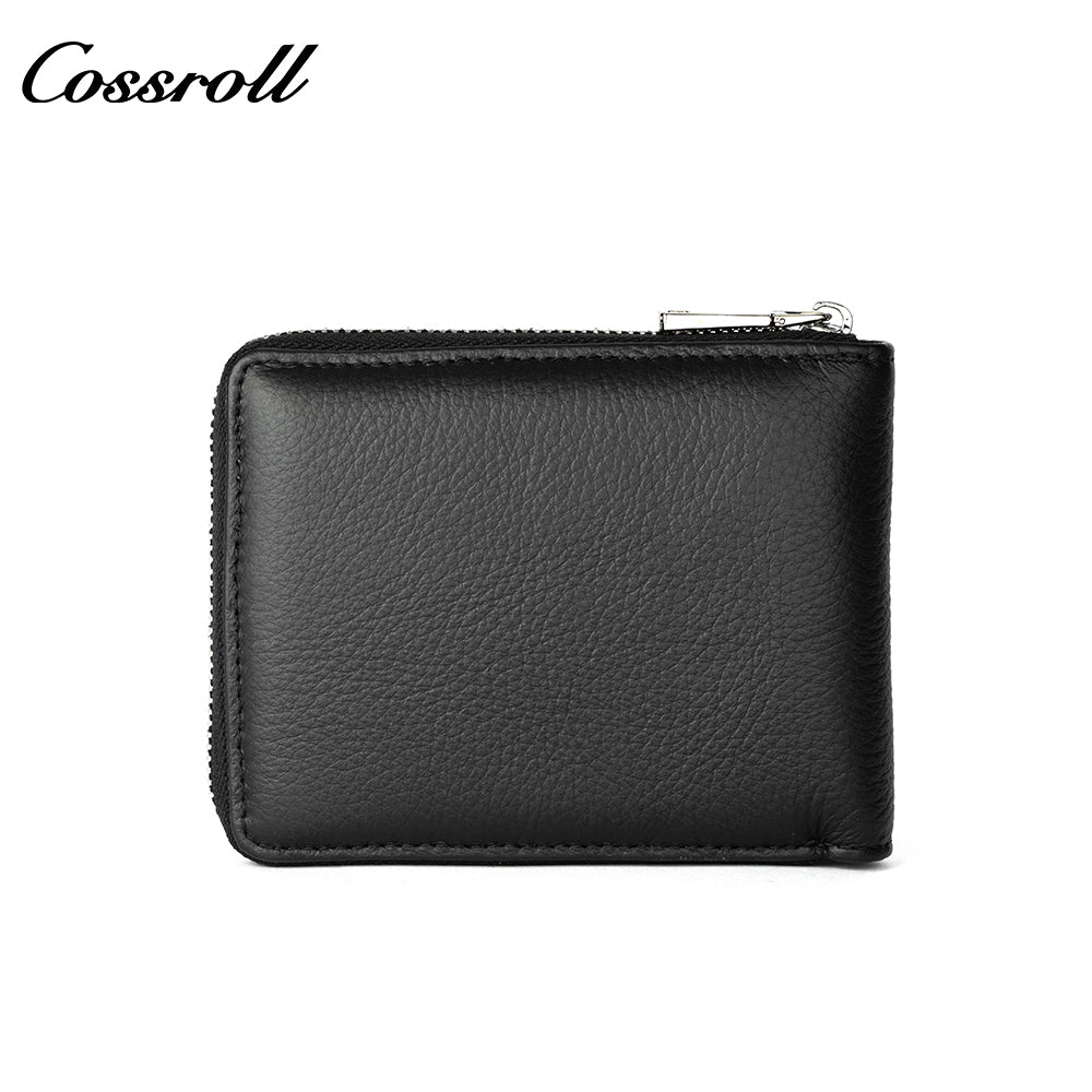 Men's multifunctional zipper card wallet money clip business simple men's leather wallet short wallet