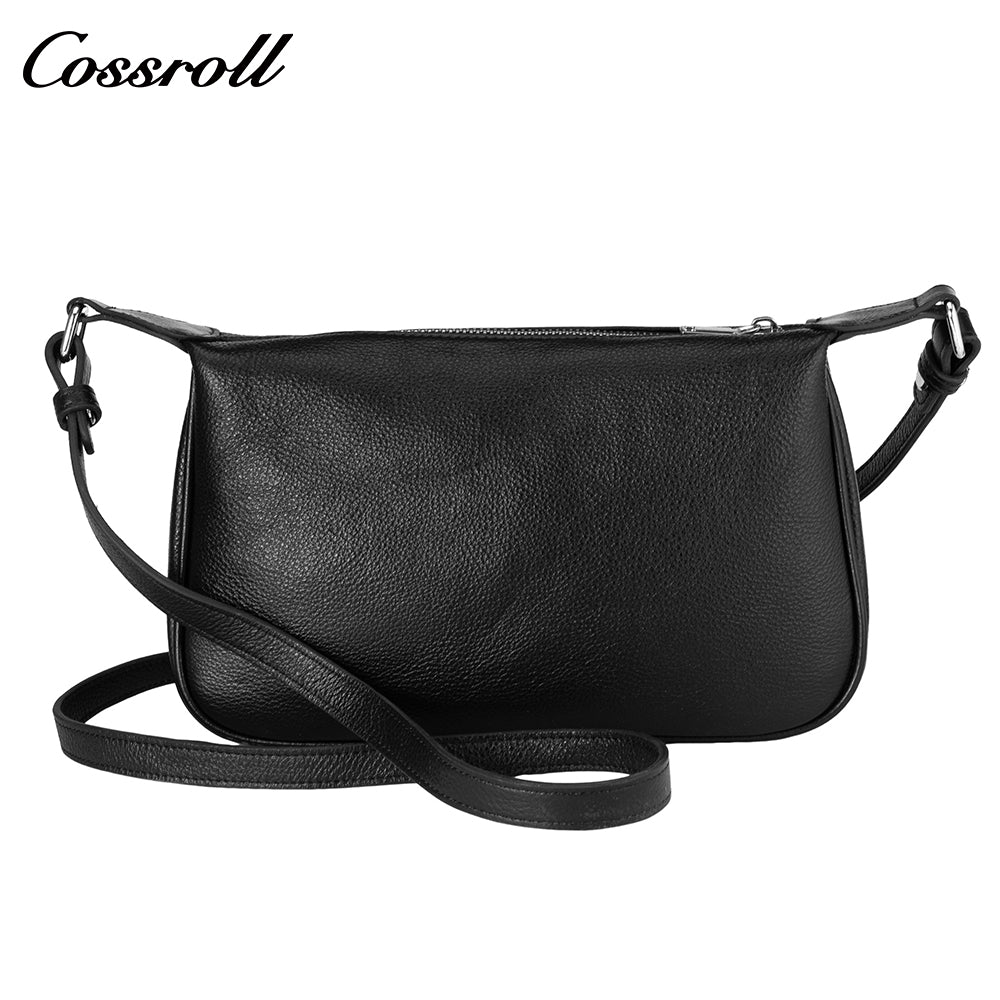 Leather crossbody bag women 2024 new fashion hundred bypass head layer cowhide women's shoulder bag soft leather hand crescent bag