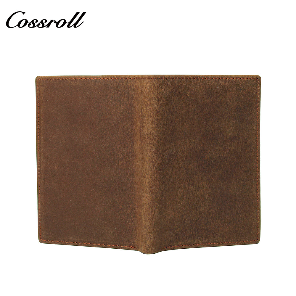 Men's genuine leather short wallet, European and American vintage handcrafted crazy horse leather