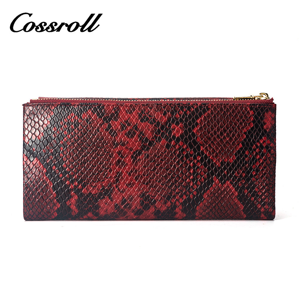 Factory direct sales of high quality luxury leather women python textured leather