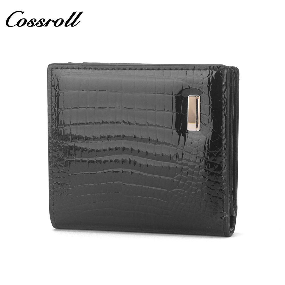 New factory custom leather money baotou layer cowhide change card bag patent leather holding women's purse custom