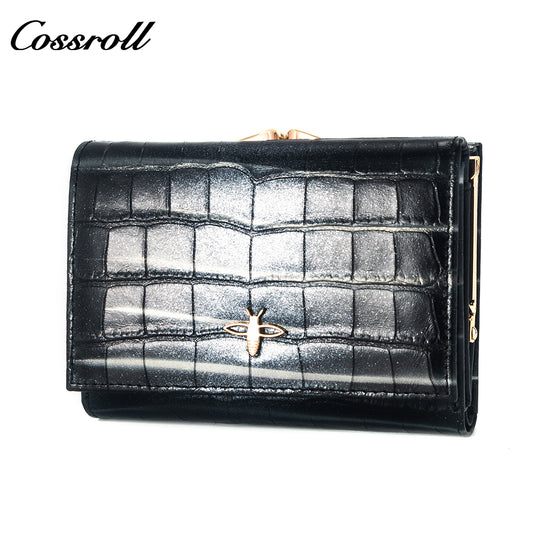 Customized Manufacturer leather luxury women small wallet crocodile texture Genuine Leather