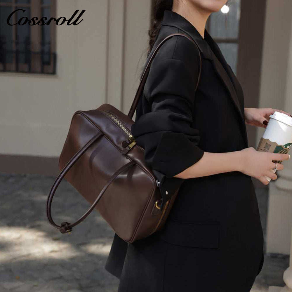 Autumn and winter crossbody bag, genuine leather women's bag, small square bag, bowling bag