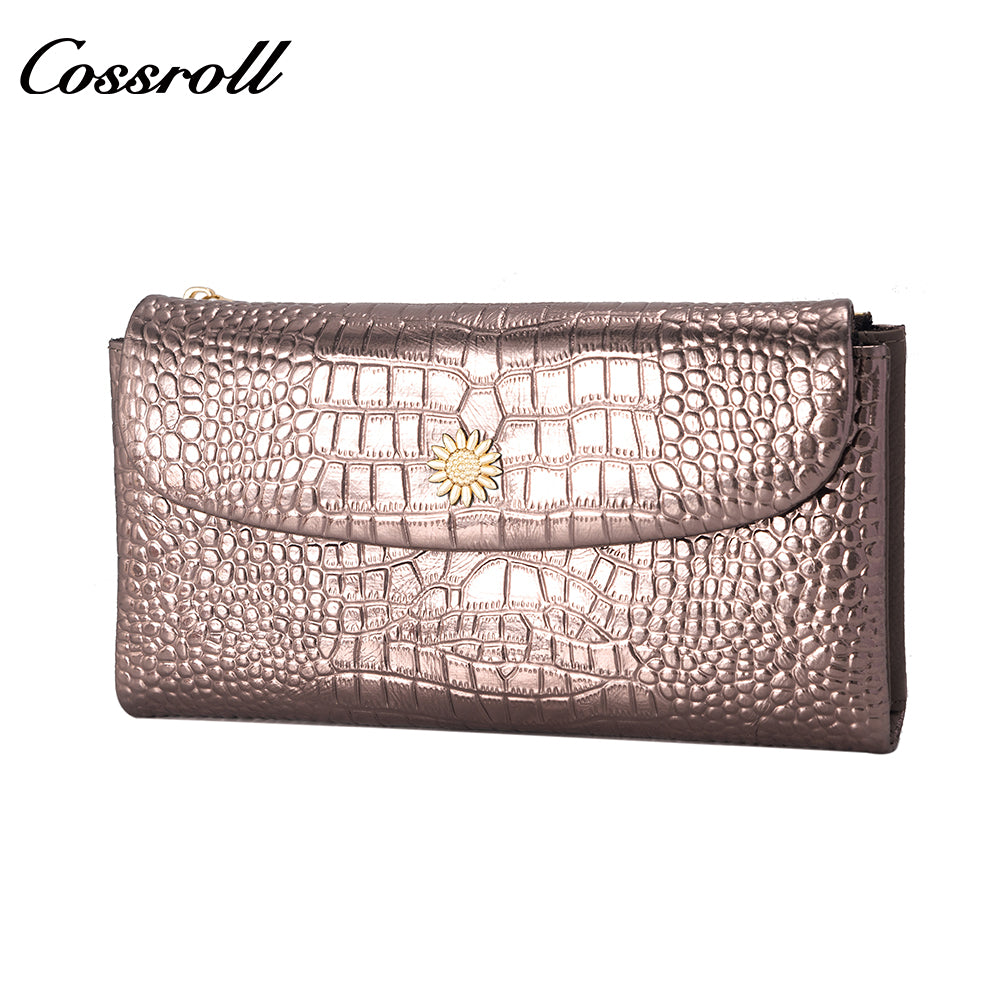 New Designed high women crocodile texture Genuine Leather