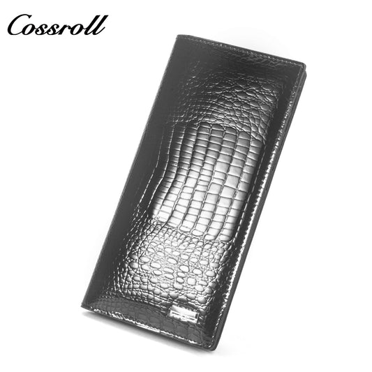 Europe and the United States three fold crocodile leather wallet women's long money clip multi-card wallet manufacturers customized patent leather