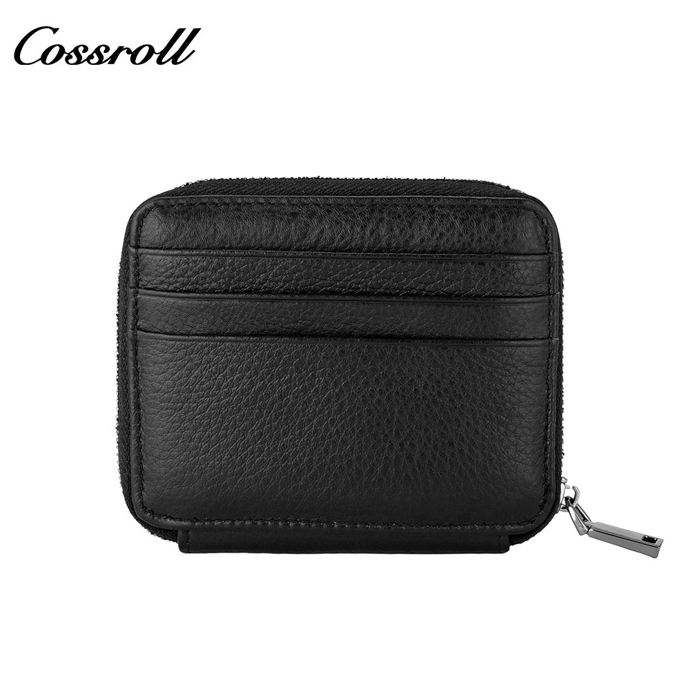 Multi-card zip plus enclosure casual head layer cowhide horizontal men's wallet
