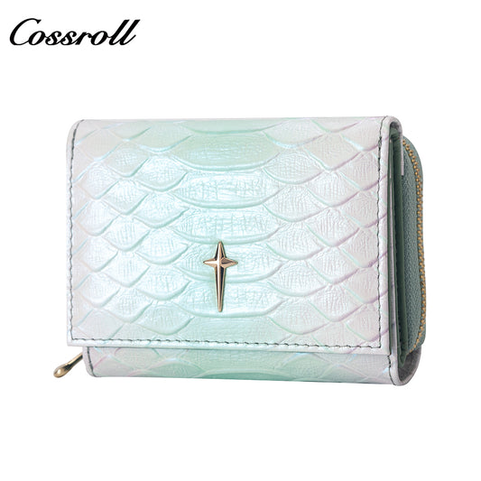 New factory custom leather money baotou layer cowhide change card wallet patent leather holding women's purse custom