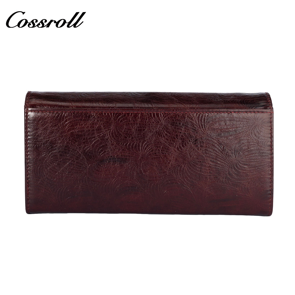 The Factory Produces genuine long card holder wallet geniune leather wallet