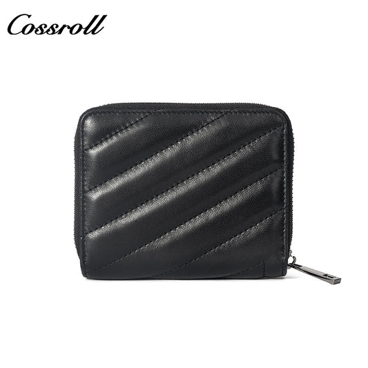 Women's Genuine Leather Short Zip Wallet, Multi Card Slots Multi-Functional Coin Purse & ID Card Holder