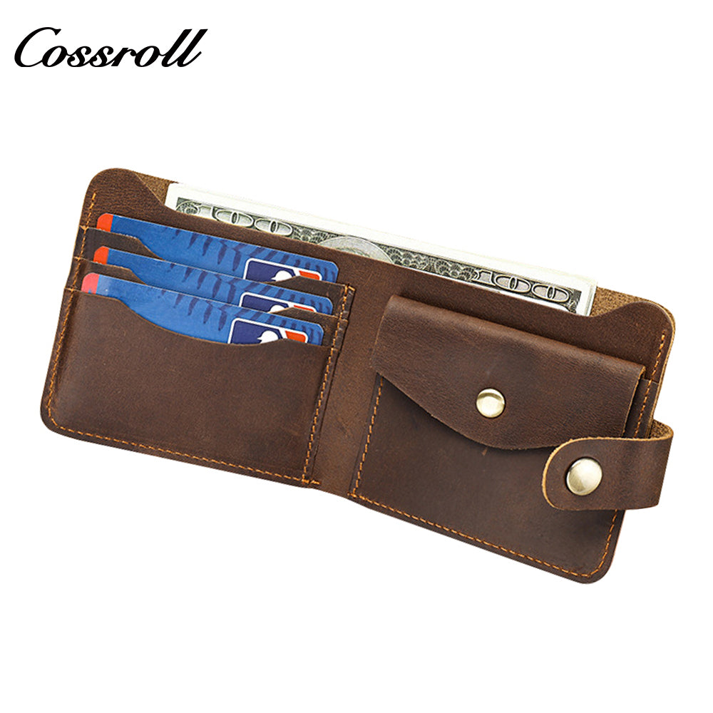 Cross-border Crazy Horse leather men's retro casual slim cowhide wallet