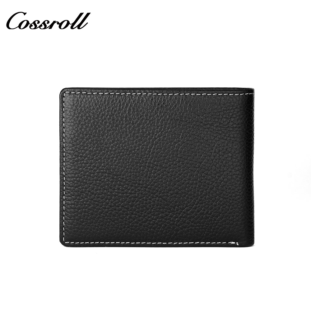 Head Cowhide Black Bifold Wallet with Coin Position Multi Card Position Hot Sale Classic Money Clip