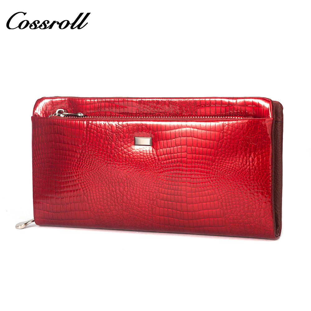 High Quality Wholesale Custom Cheap luxury leather crocodile texture patent leather