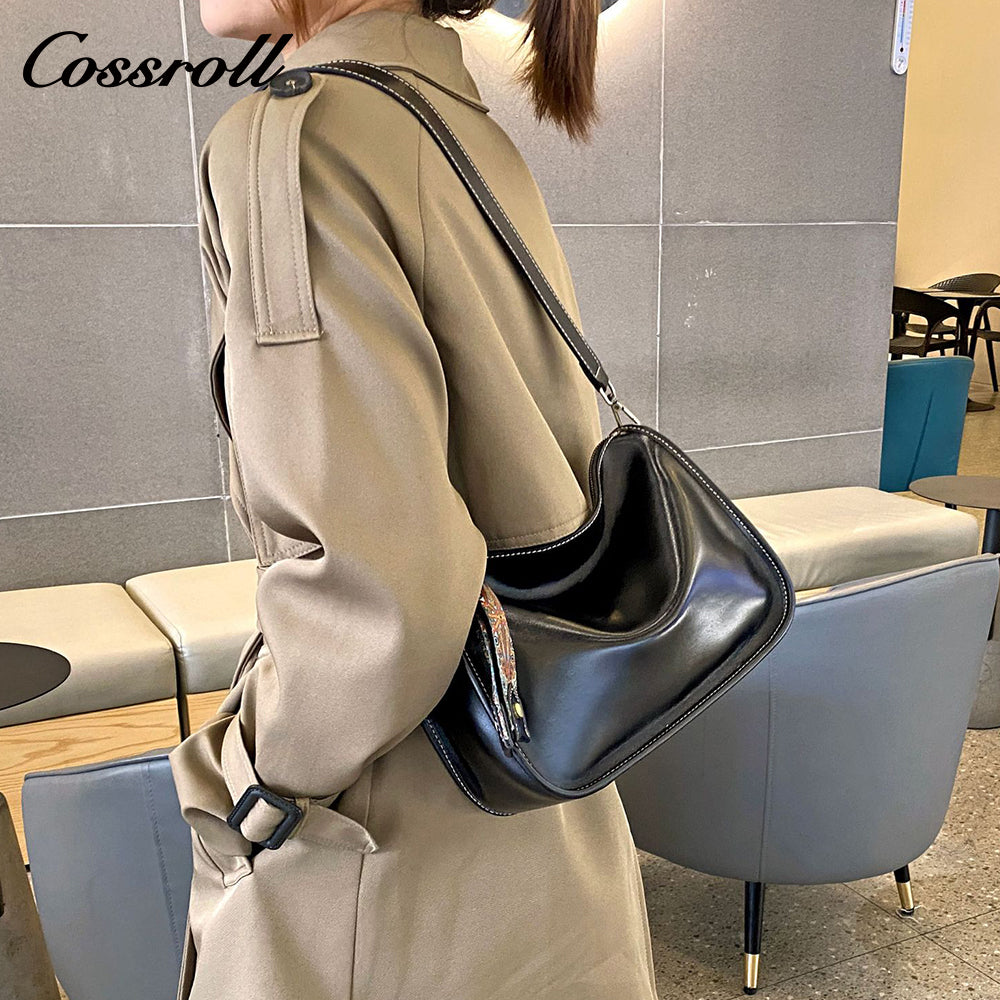 Korean tide with niche soft leather lychee grain shoulder crossbody bag armpit bag