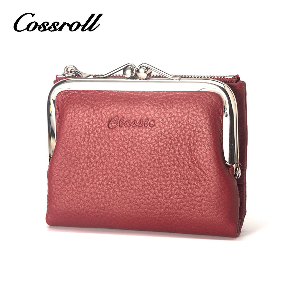 Wholesale Direct Sales red women's small leather bifold wallet With new materials