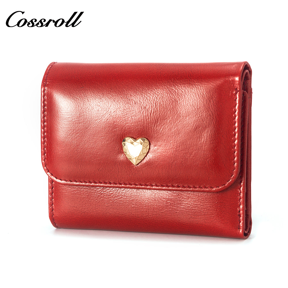 New leather women's long purse zipper wallet Large capacity waxed cowhide coin purse card bag factory custom
