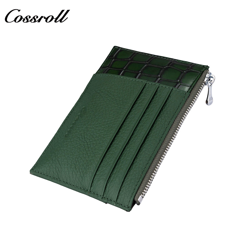 Front Pocket Design Classic Shiny Leather Patchwork Genuine Leather Multi-Card Wallet