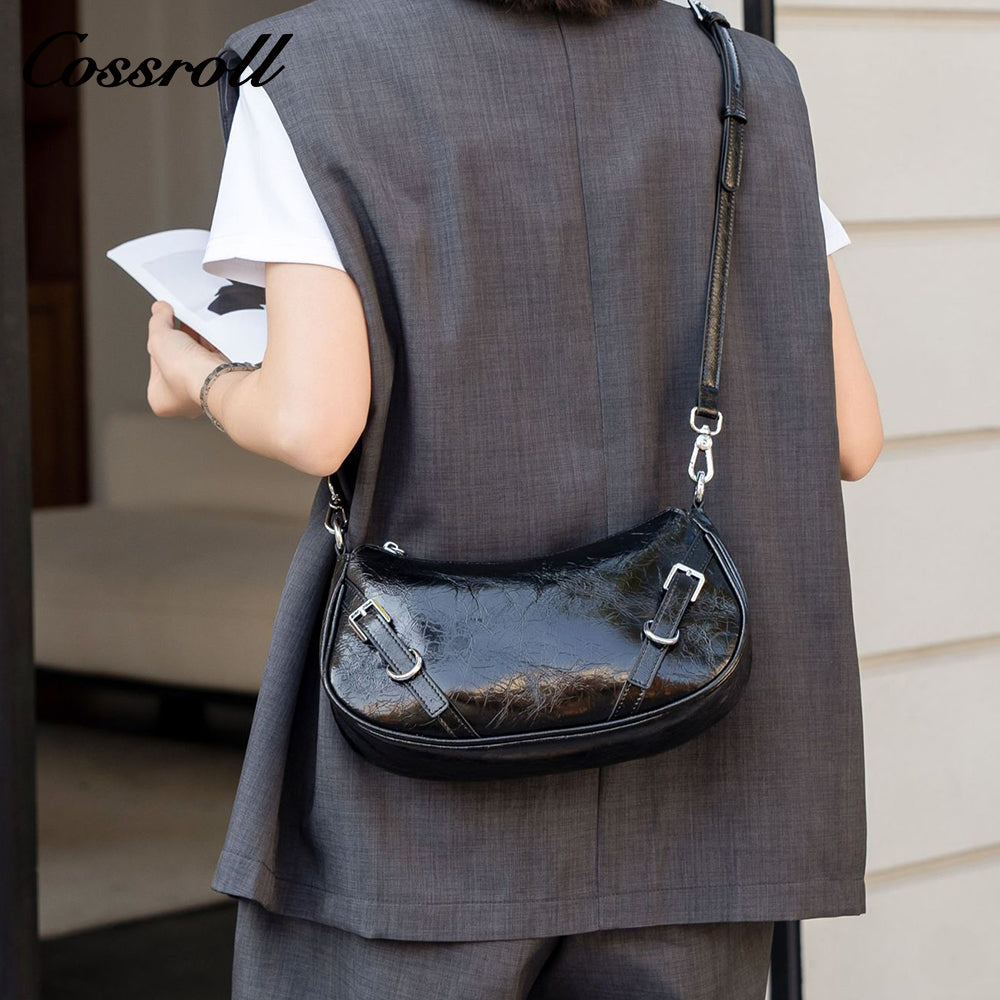 Head layer cowhide cracked shoulder female small bag shell Europe and the United States crossbody Tote