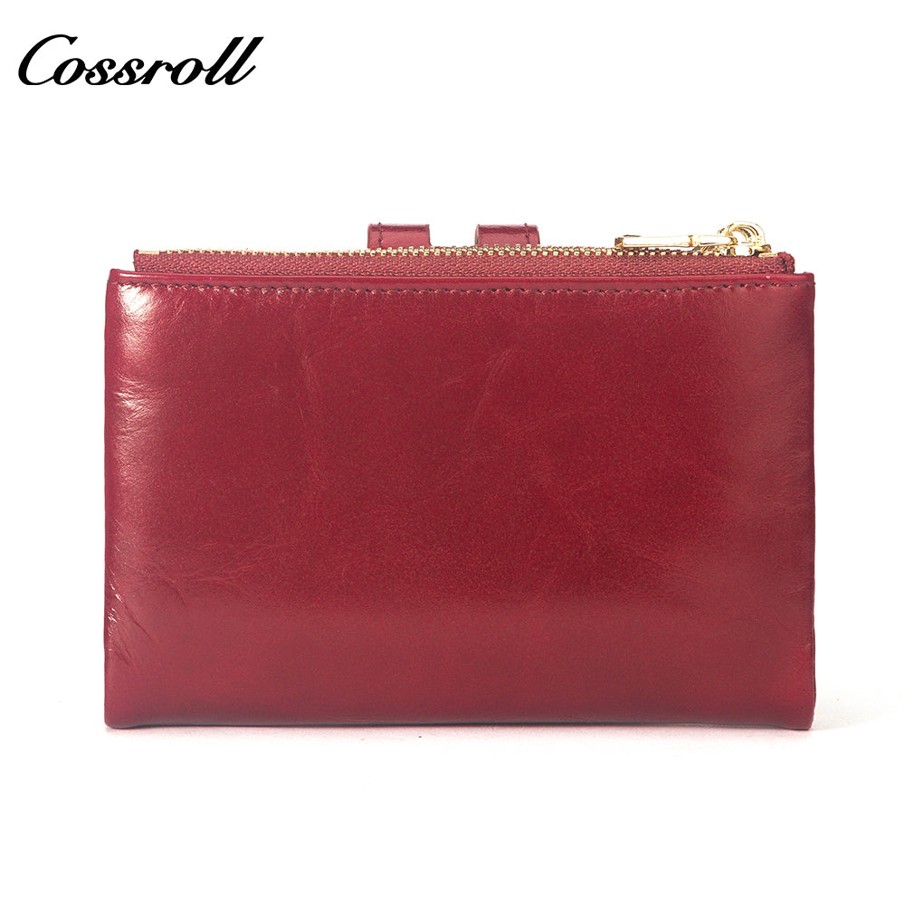 High Quality Wholesale ladies mens genuine leather purse handmade short wallets oil wax leather