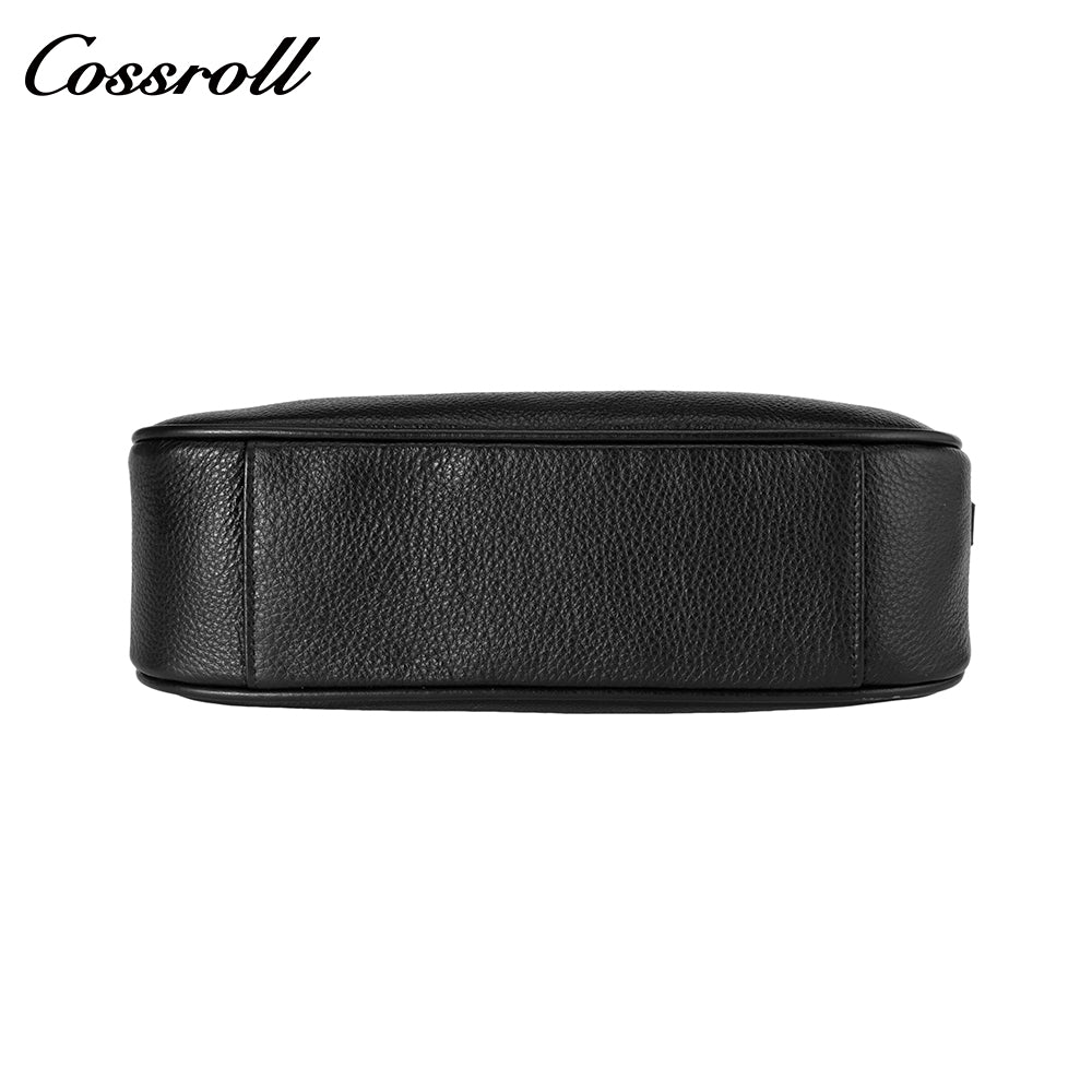 Leather crossbody bag women 2024 new fashion hundred bypass head layer cowhide women's shoulder bag soft leather hand crescent bag