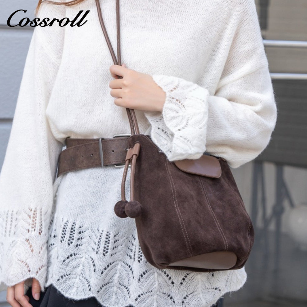Suede Bucket Bag for Women, High-End Niche Design, Single Shoulder Underarm Crossbody Bag