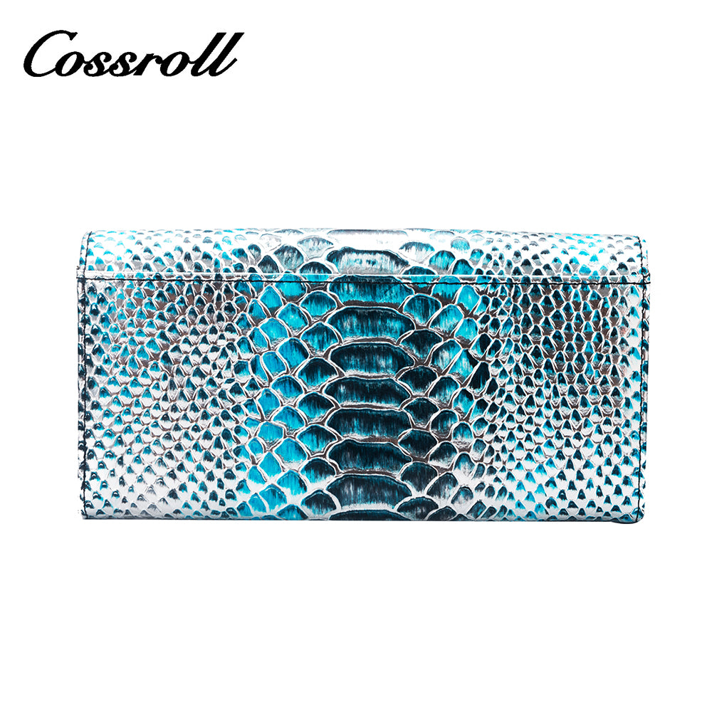 Real python skin long purse handbag Europe and the United States fashion big money clip multi-card leather wallet tide