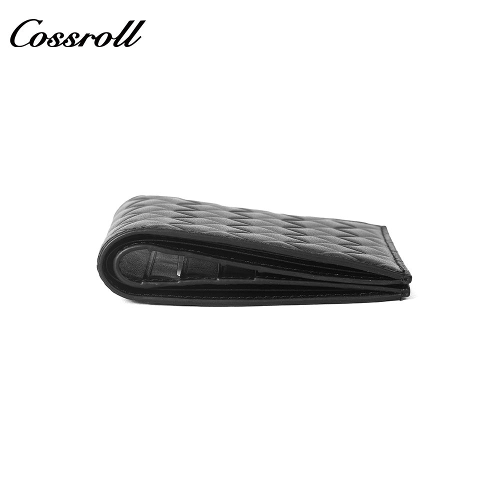 Men's Diamond Quilted Genuine Leather Bifold Short Wallet, Multi-Slot Functional Card Holder, Minimalist Purse for Business, Commute & Daily Casual Use