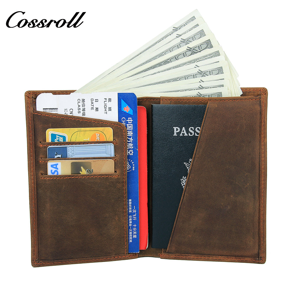 Men's genuine leather short wallet, European and American vintage handcrafted crazy horse leather