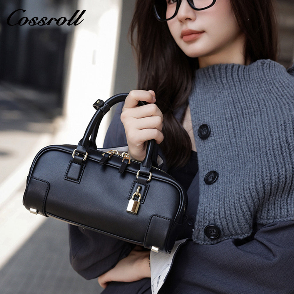 Genuine leather women's crossbody bag, new style cowhide Boston handbag
