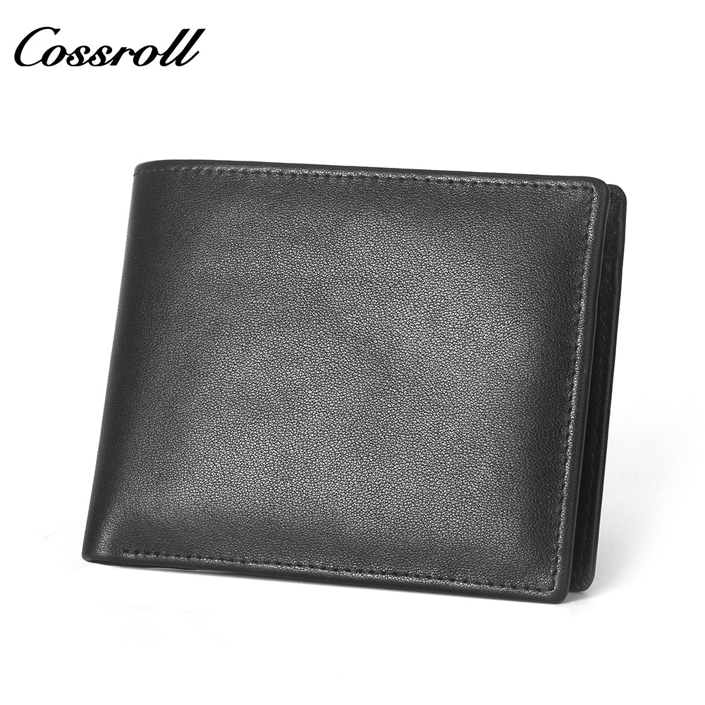 Factory custom short simple leather purse for cowhide coin man wallet for purse money clip