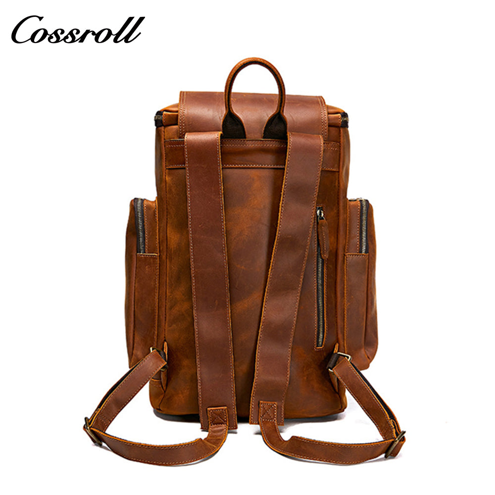European and American men's genuine leather backpack, Crazy Horse leather backpack, top-grain leather travel bag